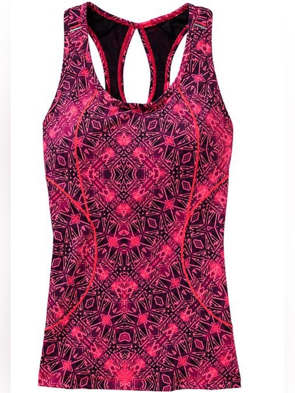 Athleta Pink and Black Patterned Racerback Crop Top